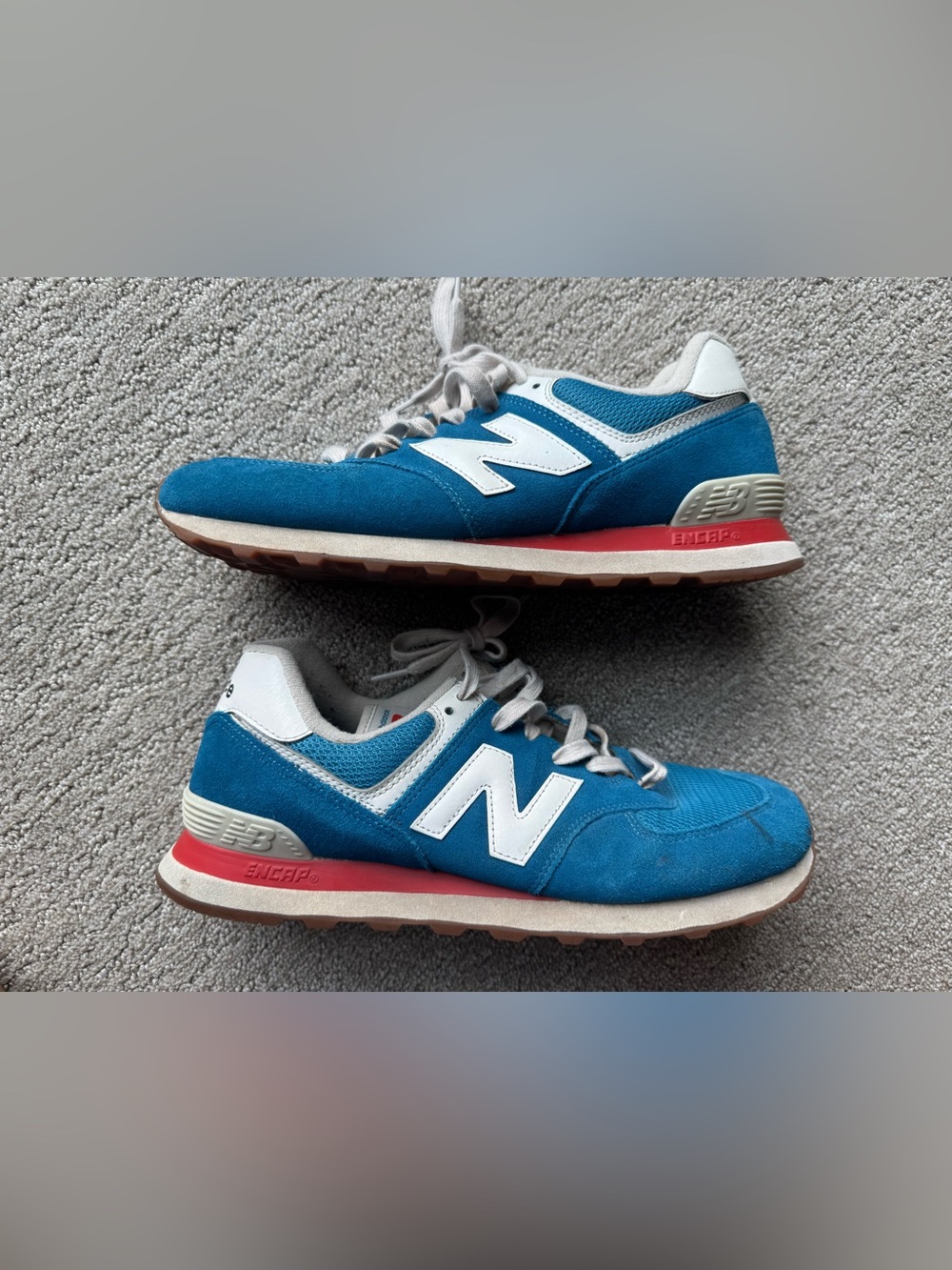 New Balance 574 Blue Suede Sneakers